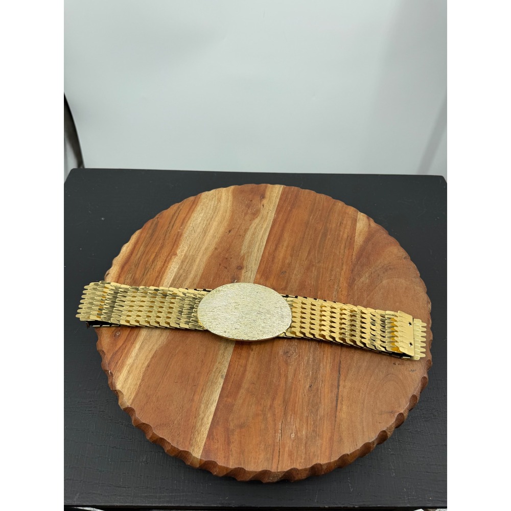 Unbranded Vintage Scale Mesh Belt Women Small Gold Tone Textured Oval Buckle